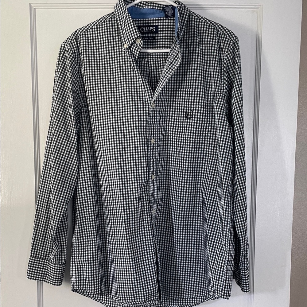 Chaps Men's Black and White Gingham Shirt